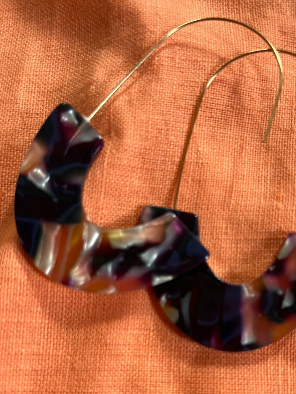 Baublebar Navy Marble Acetate Semi-Circle Earrings